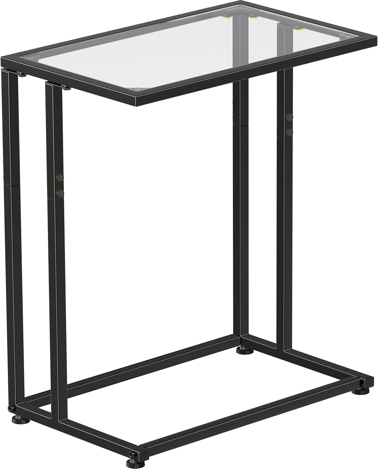 Simple Trending C Table Tempered Glass End Table, Couch Side Table, Snack Sidetable with Metal Frame, TV Tray Table for Small Space, Sofa Couch and Bed Side Table, Black