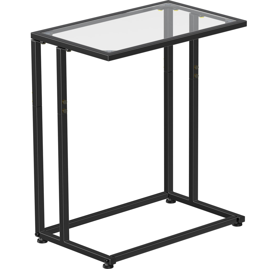 Simple Trending C Shaped End Table, Side Table for Couch, Small Sofa Table TV Tray with Metal Frame for Living Room, Bedroom, Rustic Brown