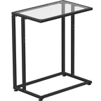 Simple Trending C Shaped End Table, Side Table for Couch, Small Sofa Table TV Tray with Metal Frame for Living Room, Bedroom, Rustic Brown