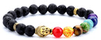 Hamoery Men Women 8mm Lava Rock 7 Chakra Beads Chakra Bracelet Braided Rope Natural Stone Yoga Bracelet Bangle