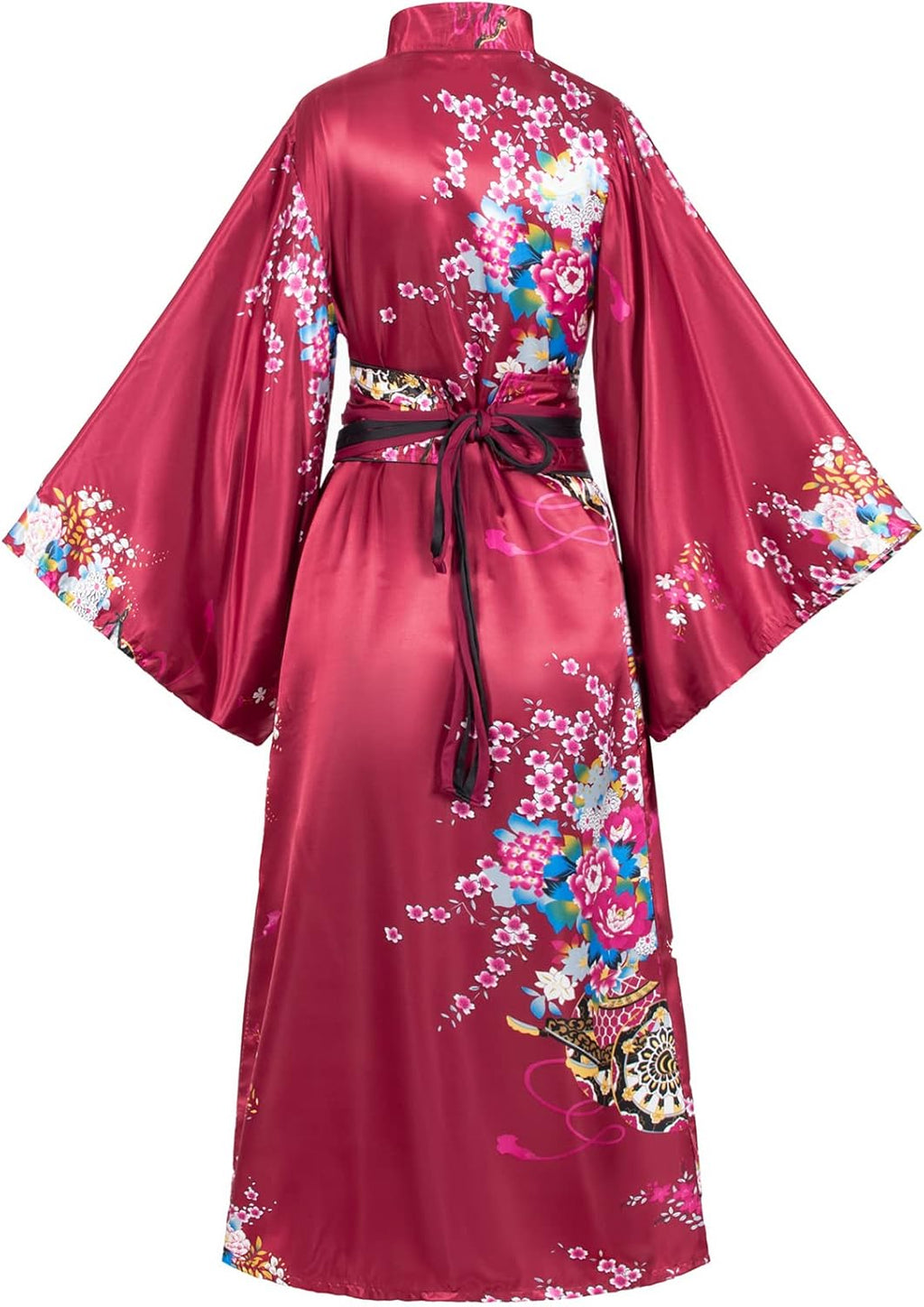 Japanese Anime Women's Kimono Robe Geisha Yukata Sweet Dress Blossom Satin Bathrobe Sleepwear Fans Tabi Socks Set