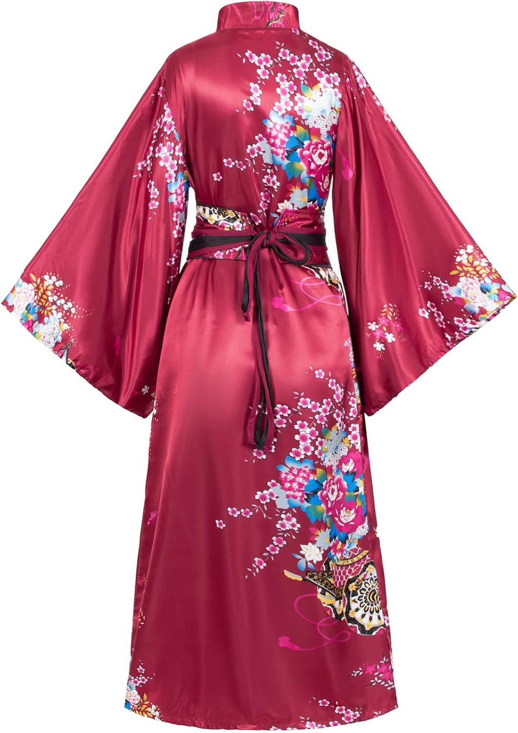 Japanese Anime Women's Kimono Robe Geisha Yukata Sweet Dress Blossom Satin Bathrobe Sleepwear Fans Tabi Socks Set