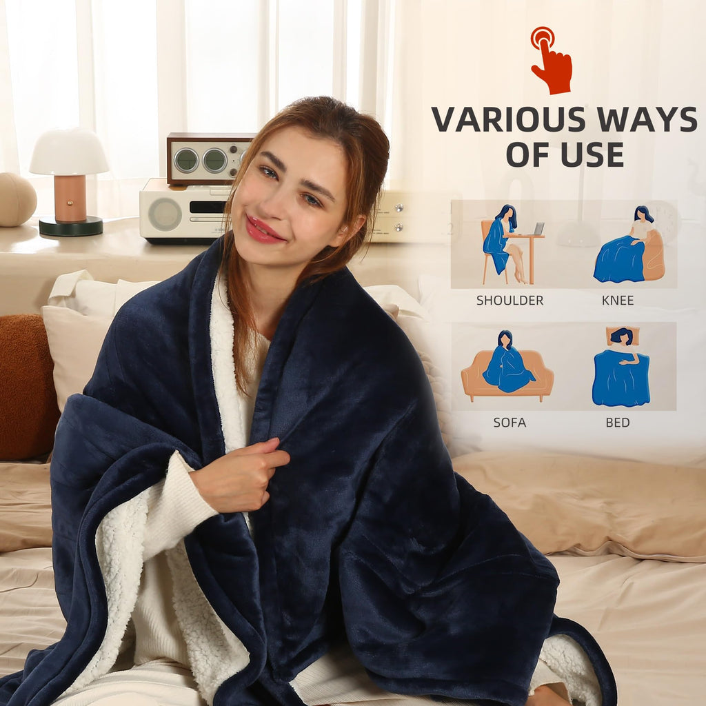 Coperta Elettrica Riscaldata Plaid con 5 Livelli di Riscaldamento e Spegnimento Automatico dopo 4 Ore, Plaid Riscaldato 50"x60" con Certificazione ETL e FCC per Casa e Ufficio, Lavabile in Lavatrice, Grigio Scuro