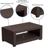 Flash Furniture Seneca Chocolate Brown Faux Rattan Coffee Table