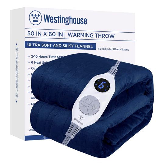 Westinghouse Electric Blanket Queen Size, Super Cozy Soft Flannel 84" x 90" Heated Blanket with 10 Fast Heating Levels & 1-12 Auto-Off, Machine Washable, ETL&FCC Certification, Beige