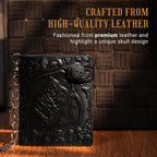 Portefeuille chaîne gothique crâne ZEKEE en cuir - Punk bifold Halloween gothique accessoires | Unisexe, noir