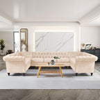 QHITTY L-Shaped Sofa, Sectional Chesterfield Leather Couch 5-Seater Upholstered Small Accent Tufted Sofa with Rolled Armrest and Nailhead Design for Living Room, Apartment, Office (Black)