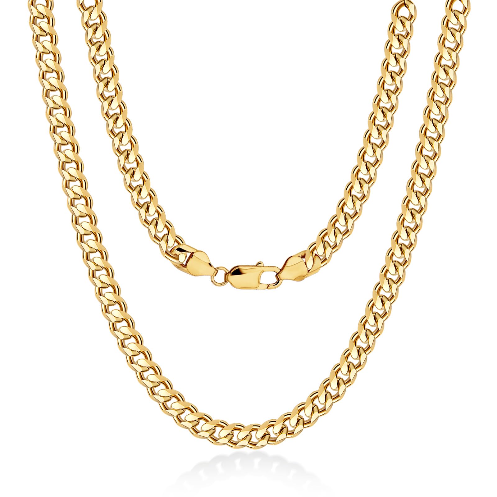 CHENETOILE Corrente Cubana Masculina de Ouro 14K 5mm Colar de Ouro para Homens 20 Polegadas