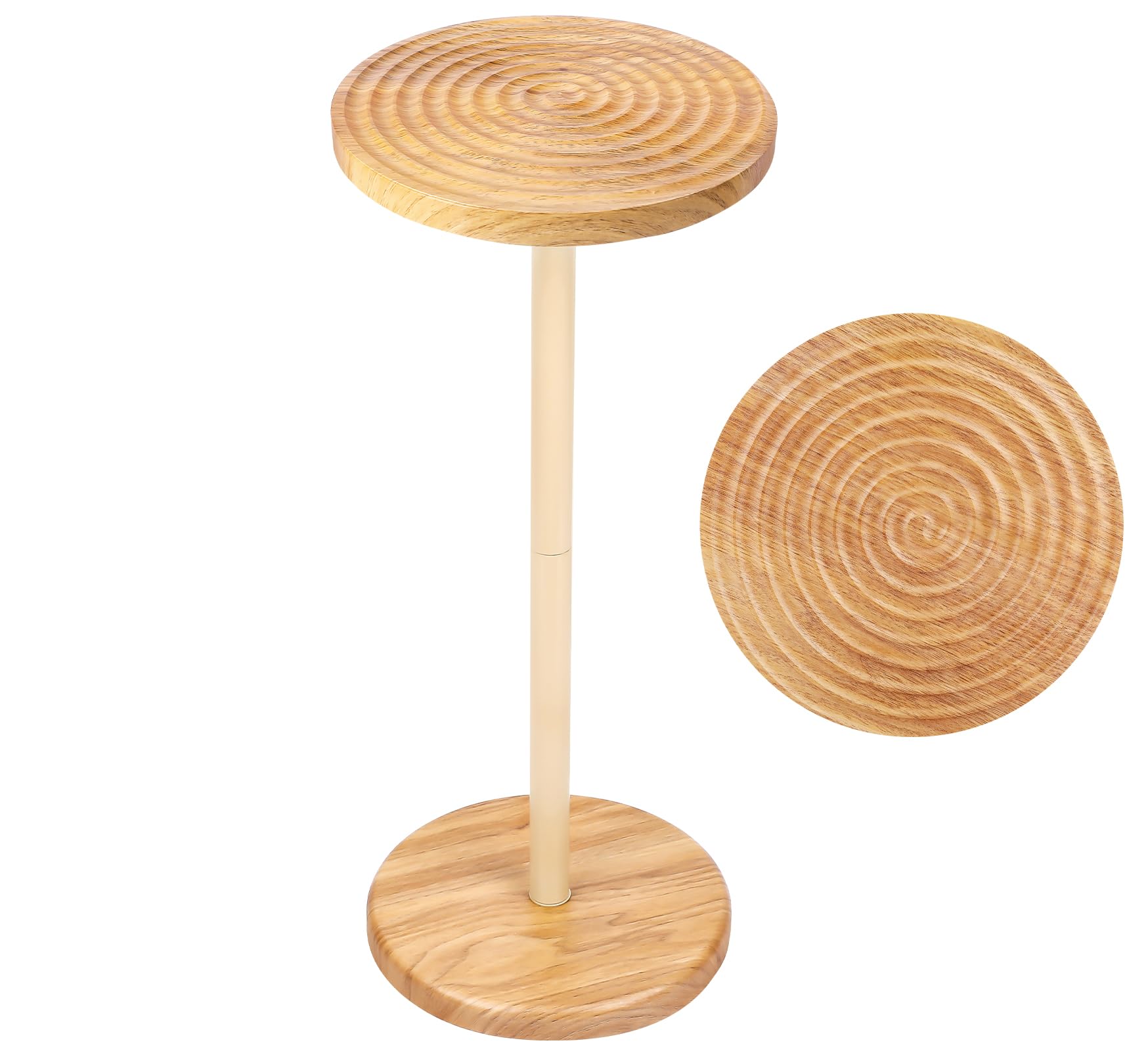 ZYBT Pedestal Side Table,10.24" Natural Wood Round Coffee Table, Drink Table Pedestal, Coffee Tables for Small Spaces, Martini Tables, Round Cocktail Small Side Tables for Living Room(Black)