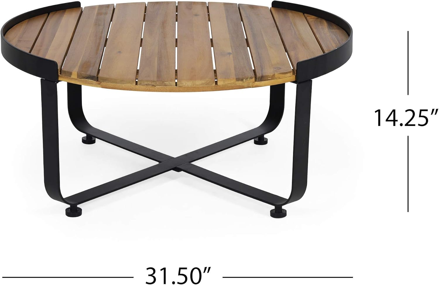 Christopher Knight Home Tracy Outdoor Modern Industrial Acacia Wood Coffee Table, Teak Finish, Black