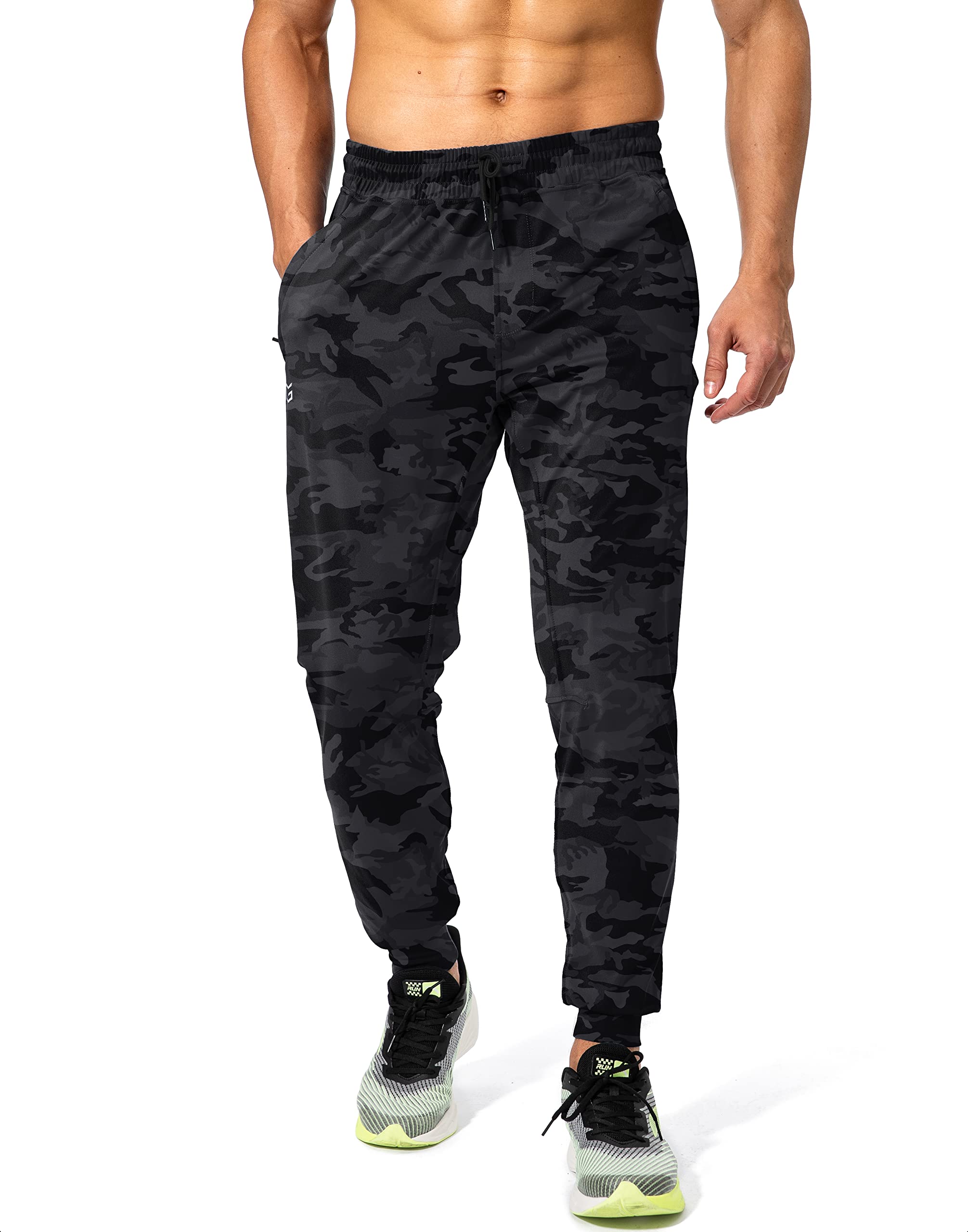 G Gradual Men's Sweatpants with Zipper Pockets Athletic Pants Traning Track Pants Joggers for Men Soccer, Running, Workout (Grey Camo, Medium)