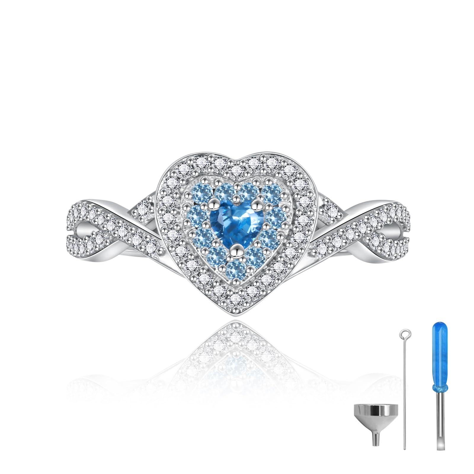 Teardrop Cremation Ring for Ashes - 925 Sterling Silver Urn Keepake Rings Memorial Jewelry for Women