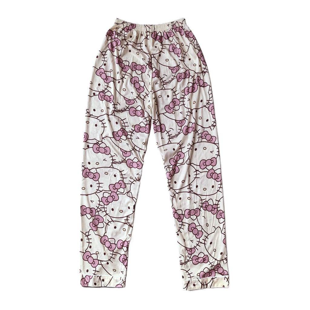 Kawaii Pajamas Pants for Women Girls Cute Cat Anime Cartoon Print Fashion Sleep Pajama Pants Comfy Loungewear (L)