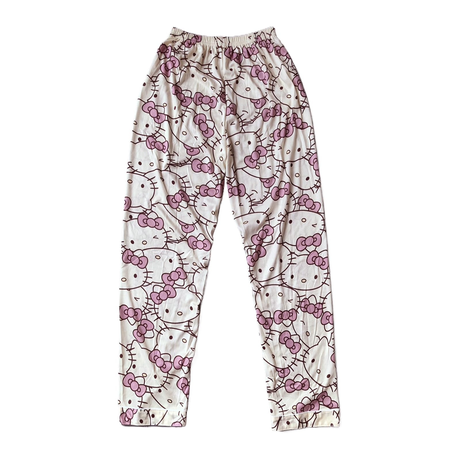 Kawaii Pajamas Pants for Women Girls Cute Cat Anime Cartoon Print Fashion Sleep Pajama Pants Comfy Loungewear (L)