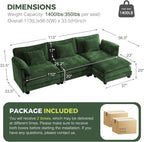 ELUCHANG 113" Modular Sectional Sofa, Comfy Cloud Couch, L Shaped Deep Seat Sofa Couches for Living Room, 4-Seater Modern Sofa with Movable Ottoman, DIY Combination - Chenille Green
