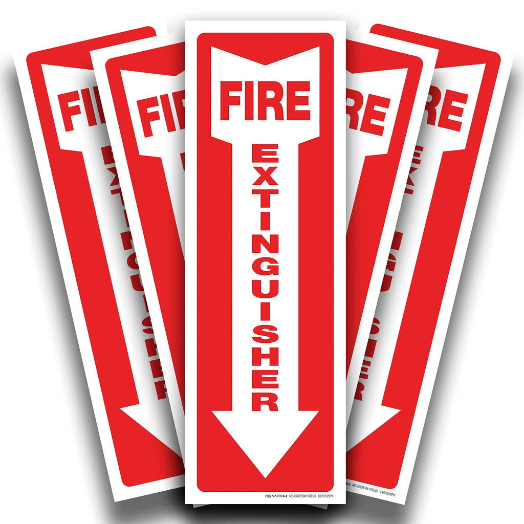 iSYFIX Fire Extinguisher Signs – 3 Pack 4x12 Inch – 40 mil Thick Polystyrene Plastic, Laminated for Ultimate UV, Weather, Scratch, Water & Fade Resistance, Indoor & Outdoor