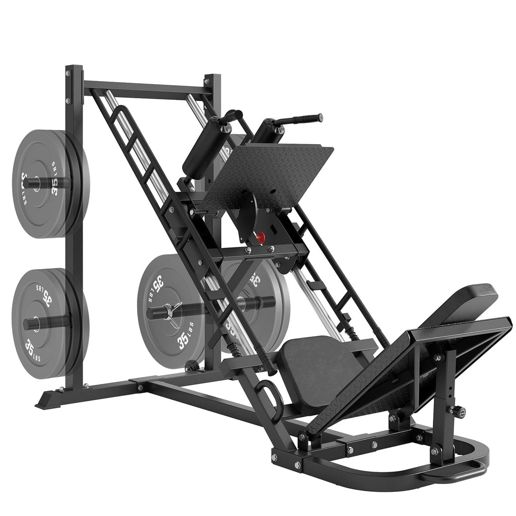 Dripex Leg Press Machine, Leg Press Machines for Home Gym with Roller Bearing,Professional Adjustable Leg Press Hack Squat Machine Combo with 4 Weight Plate Storage Holders for Full Lower Body Workout