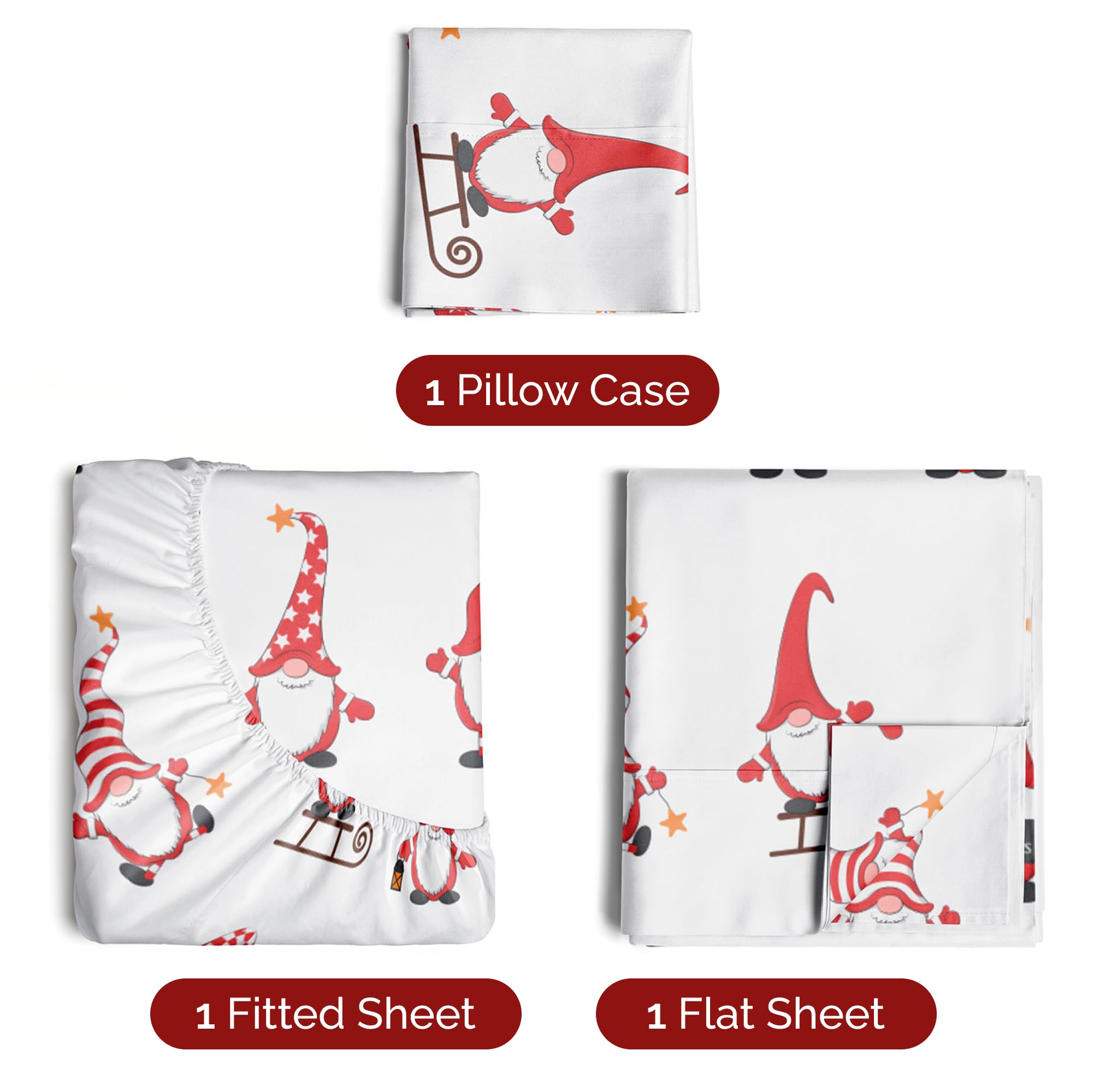 Queen Christmas Tree Sheet Set - Holiday Xmas Pattern Linen Set - Deep Pockets - Snug Fit - 4 Piece - Wrinkle Free - Comfy & Cooling Festive Winter Bedding - Easy To Care For - Kid Friendly
