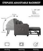 XSPRACER [Updated Convertible Chair Bed, Sleeper Sofa 3 in 1, Stepless Adjustable Backrest,Armchair, Sofa, Bed, Linen, Dark Gray, Single One