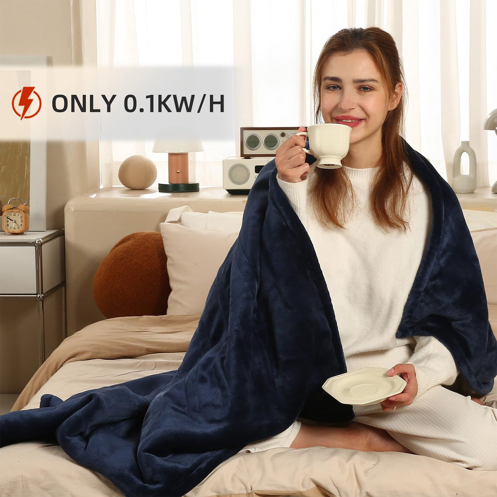 Coperta Elettrica Riscaldata Plaid con 5 Livelli di Riscaldamento e Spegnimento Automatico dopo 4 Ore, Plaid Riscaldato 50"x60" con Certificazione ETL e FCC per Casa e Ufficio, Lavabile in Lavatrice, Grigio Scuro