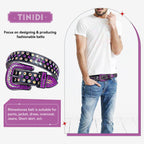 TINIDI Luxury Strap Men Women Rhinestones Belt Western Bling Bling Crystal Diamond Studded Belts(Black Purple, Fit Waist 30-32 inches)