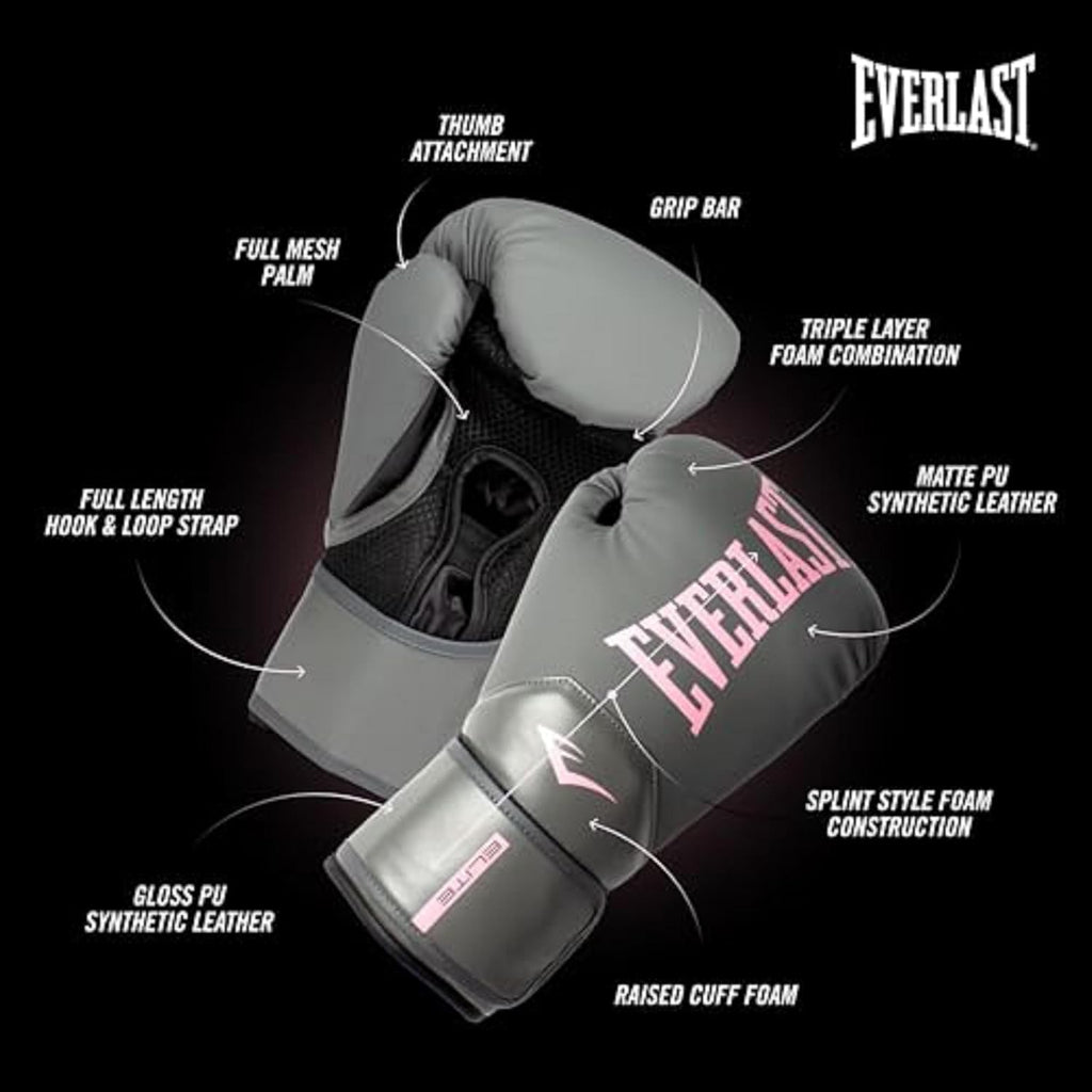 Everlast Elite 2 Boxing Gloves, Pro Training Gloves for Men and Women, Secure Fit Hook and Loop Closure & Ventilation, Heavy Bag & Speedbag Training.