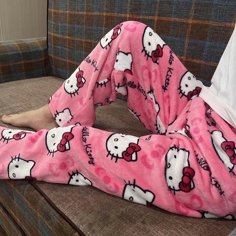 fmjgtt Women's Anime Cartoon Halloween Pajamas Flannel Comfortable Sleep Pajamas Kawaii Casual - Rose, Medium