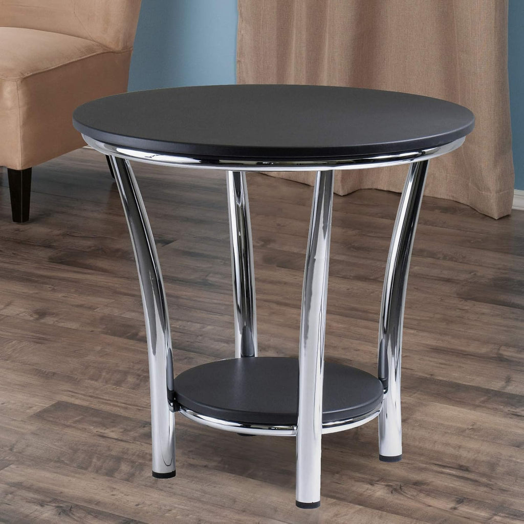 Winsome Maya 22.05 x 23.82 x 23.82-Inch Medium Density Fiber Round End Table, Black (93219)