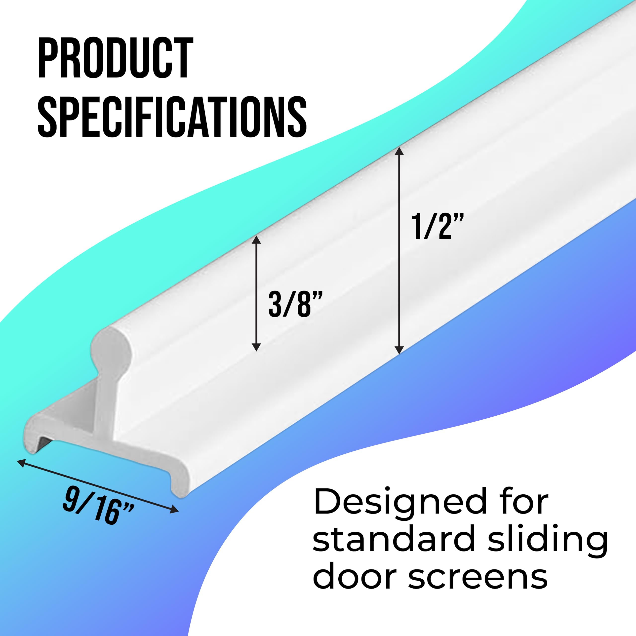CBW DOORS KC-FLAT VINYL White Vinyl Sliding Door Track, 72 Inches - Pack of 1