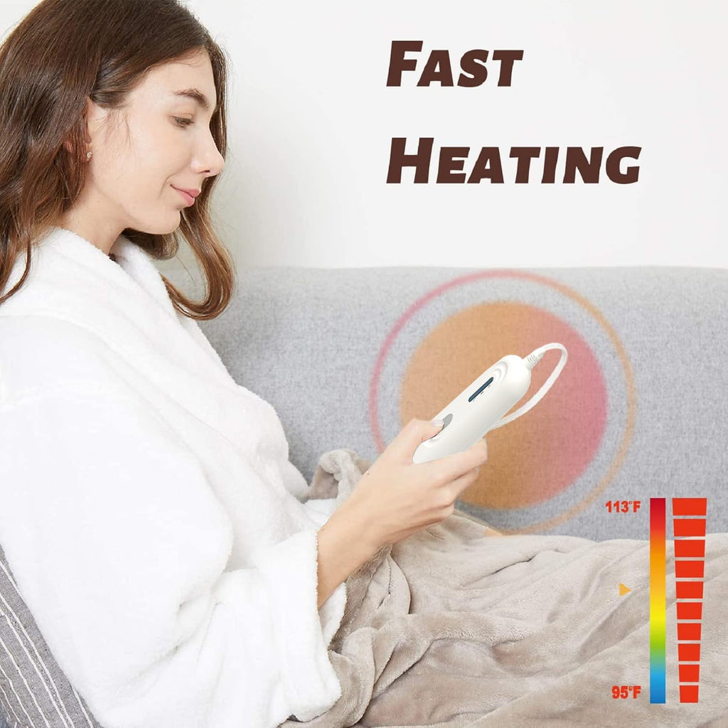 Manta Elétrica Tefici, Super Aconchegante e Macia, Flanela de 2 Camadas 50" x 60", Manta Aquecida com 3 Níveis de Aquecimento e Desligamento Automático em 4 Horas, Lavável na Máquina, Certificada ETL e FCC, Uso Residencial e Escritório, Cor Camelo