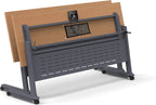 18 Person Tables Training Meeting Seminar Classroom Model 5637 10pc Beech Folding Industrial Caster Z-Base. Tables Connect. Modesty Panel, Shelf, Power+USB Outlet. Fold+Nest (Seating NOT Included).