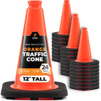 Xpose Safety 28 Inch Orange Traffic Cones Heavy Duty 10lb, 24-Pack - Multipurpose PVC Plastic Safety Cone for Parking, Soccer, Caution, Kids and Construction - DOT Approved