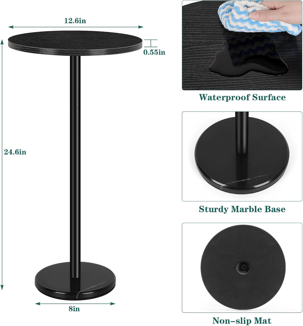 Round Side Table Small End Table Set of 2 Black Round Coffee Table Modern Nightstand Kids Bedside Table Outdoor Accent Table for Small Spaces Living Room Bedroom Patio