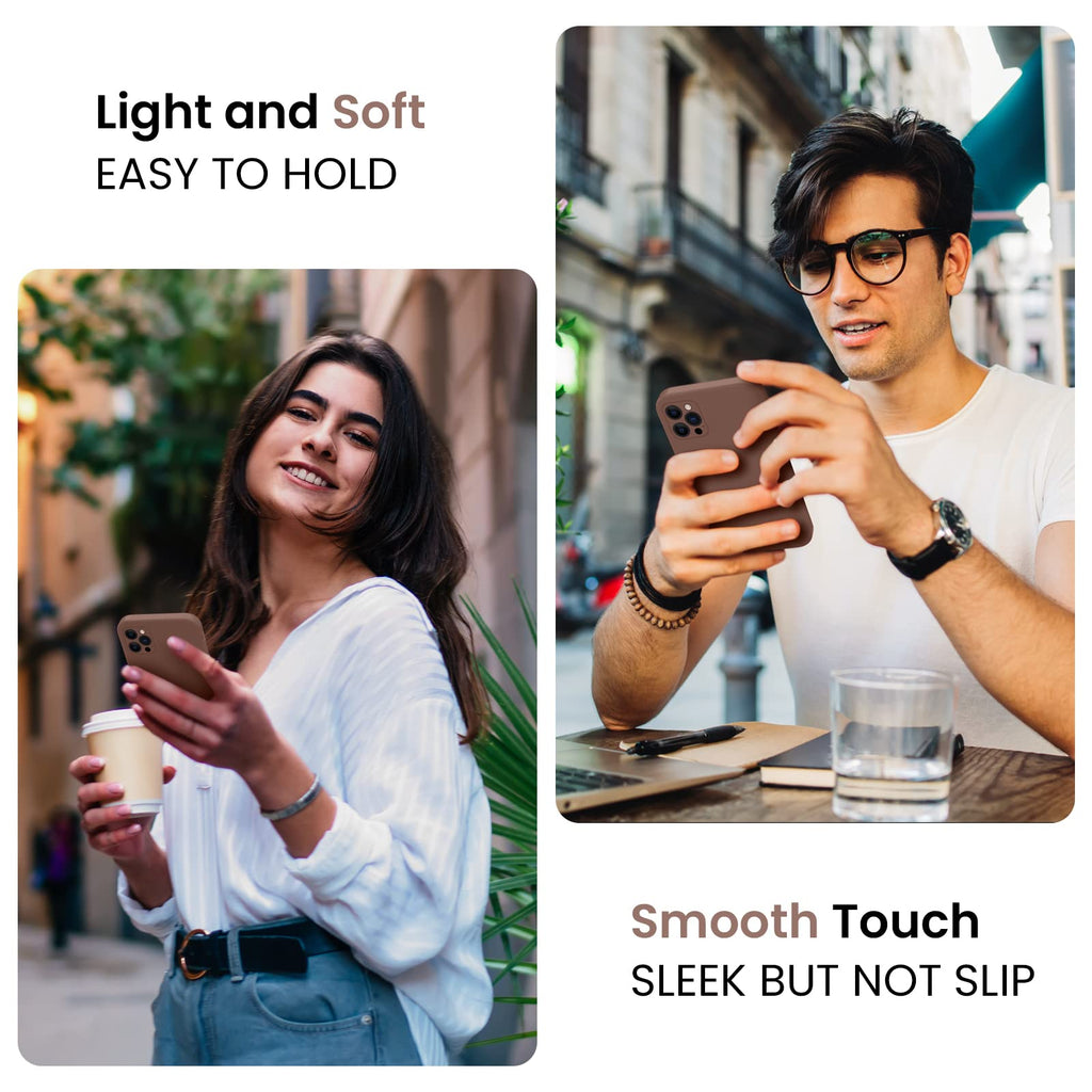 FireNova Designed for iPhone 13 Pro Max Case, Silicone [Camera Protection] Phone Case with [2 Screen Protectors], Soft Anti-Scratch Microfiber Lining Inside, 6.7 inch, Light Brown