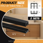 Landical 2 ensembles de rails de porte coulissante de 4FT pour panneaux de 1/8" d'épaisseur Portes de placard en verre Rail coulissant pour fenêtre d'armoire en plastique (Noir)