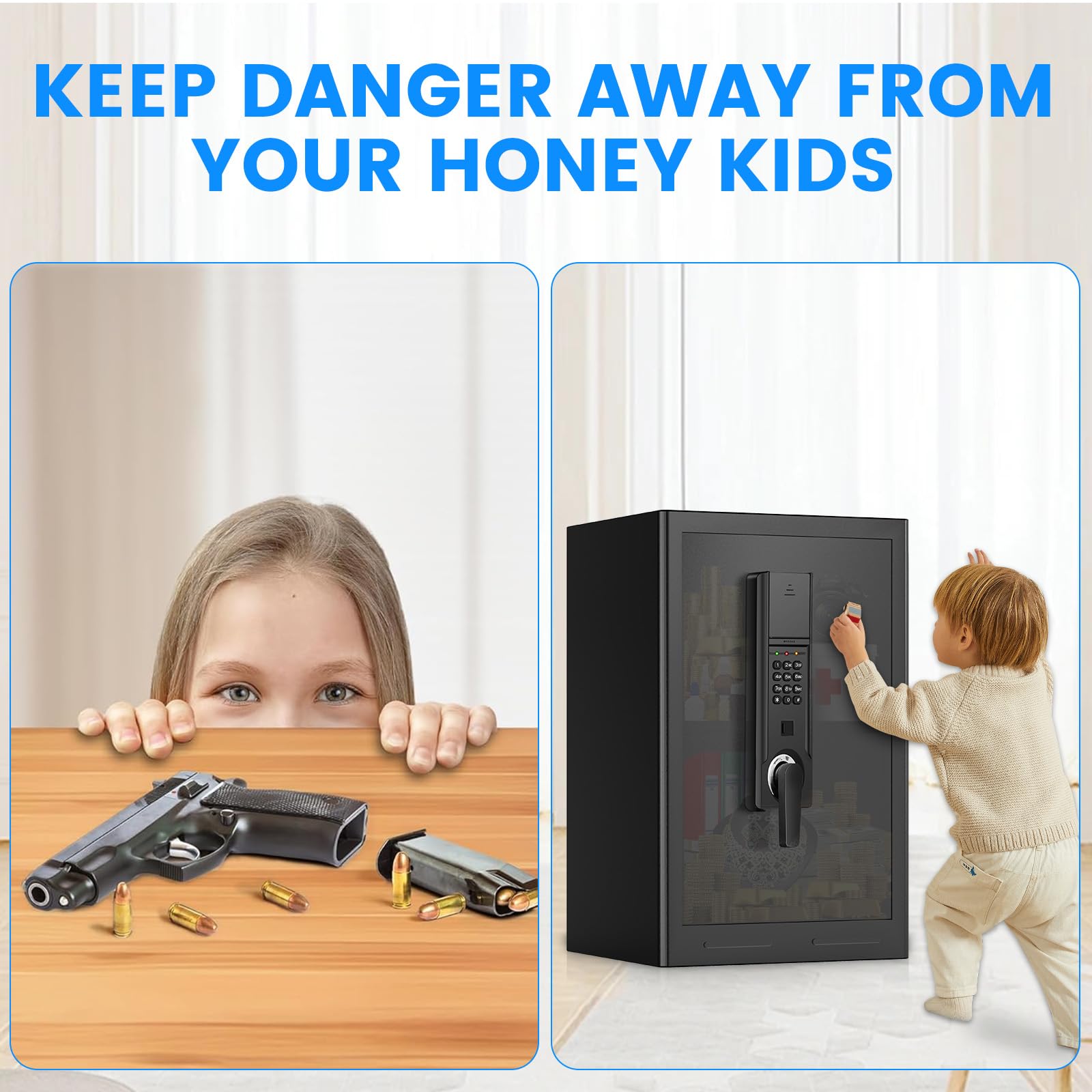 3.0 Cub Large Safe for Home Use, Fireproof Home Safe Box with Electronic Keypad, Spare Key, Smart Alarm, Mute Mode, Anti-theft Fire proof Safe for Documents, Jewelry, Medicines