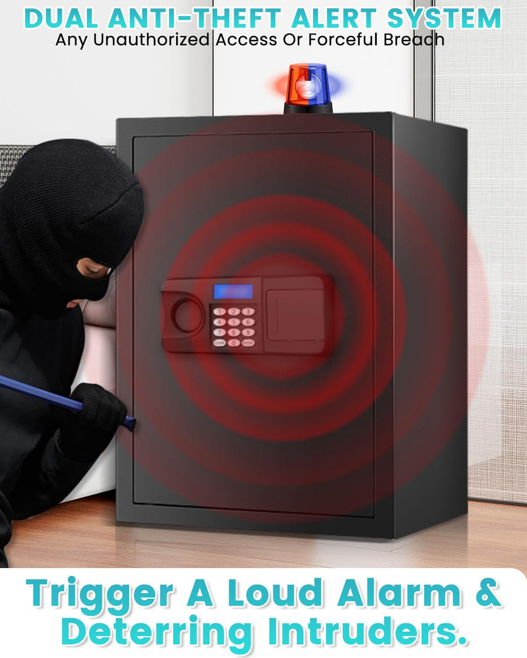 2.6 Cuft Home Safe Box With Fireproof Waterproof Bag, Backlight Programmable Keypad, Smart Alert, Security Digital Office Safe Box For Business Money Jewelry Valuables