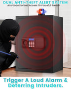 2.6 Cuft Home Safe Box With Fireproof Waterproof Bag, Backlight Programmable Keypad, Smart Alert, Security Digital Office Safe Box For Business Money Jewelry Valuables