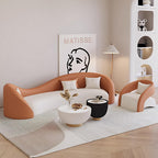 Couch Sets - Modern Curved Sectional Sofa Set with Chair, Stylish Sectional Couches with Coffee Table for Living Room, Office, Lounge, and Reception Areas (Orange Sofa-2 Sofa Chair, 78IN)