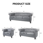 AVZEAR Chesterfield Loveseat Sofa, Upholstered Sofa Modern 2 Seater Couch Sofa Set Style Button Tufted, Mid-Century PU Chesterfield Sofa for Living Room Apartment, PU Black