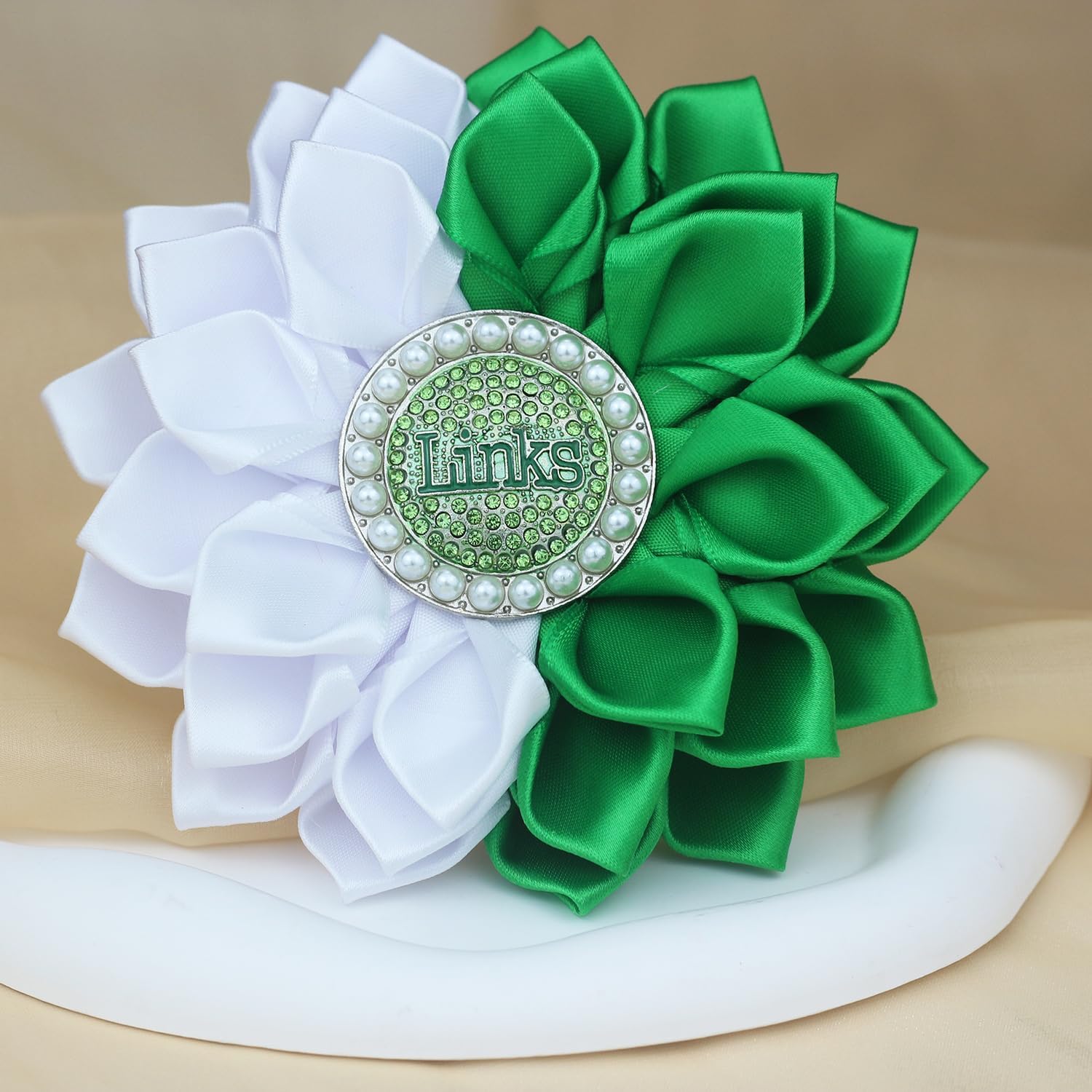 Greek Sorority Brooch Pin for Women Links Sorority Gift Paraphernalia Jewelry Green Rhinestone Brooch Sisterhood Graduation Gift for Soror / 5.5" Stain Flower Pin