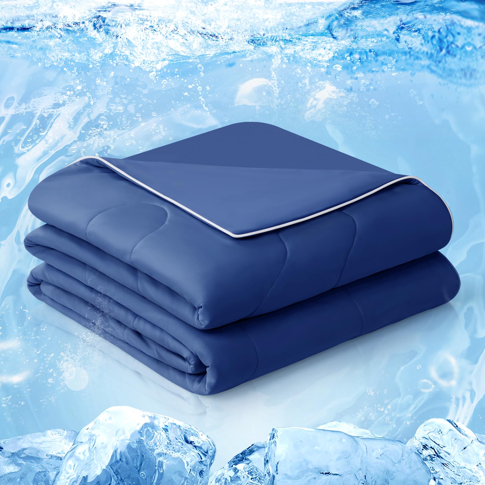 EASELAND Cooling Comforter Queen, Cold Touch Fabric Absorbs Body Heat, Double-Sided Cool Design Soft Fluffy Cooling Blanket for Night Sweats Hot Sleeper(Grey, Queen(90"x90"))