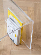 Acrylic Thick Coffee Table for Living Room. 34" Modern Minimalist Rectangular and Clear End Table.Easy to Clean and Safe Rounded Edges (16.9" D x 34.6" W x 14.6" H)