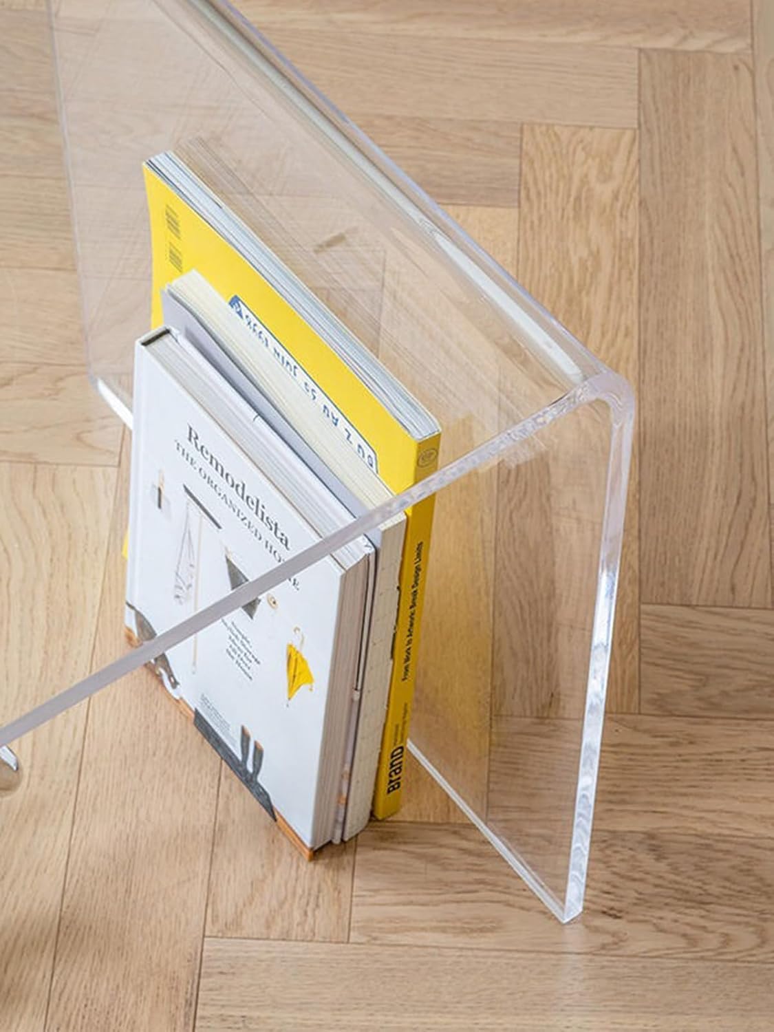 Acrylic Thick Coffee Table for Living Room. 34" Modern Minimalist Rectangular and Clear End Table.Easy to Clean and Safe Rounded Edges (16.9" D x 34.6" W x 14.6" H)