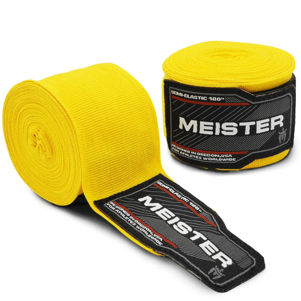 Meister Adult 180" Semi-Elastic Hand Wraps for MMA & Boxing (Pair)
