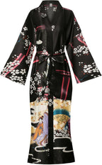 Women's Floral/Patterned Silky Kimono Robes Long Satin Bathrobes Sleepwear Loungewear