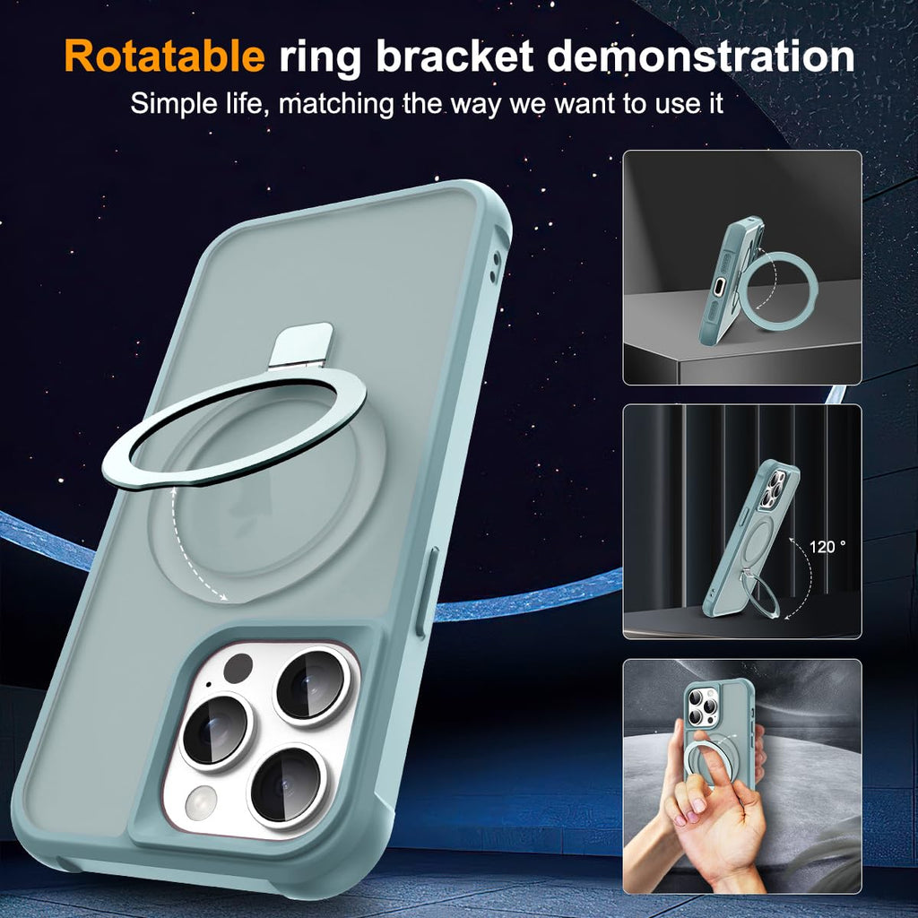 SKYLMW Compatible with iPhone 12 Pro Max Case & iPhone 13 Pro Max Case with Invisible Magnetic O-Ring Stand Case for iPhone 12 & 13 Pro Max 6.7" [Compatible with MagSafe][Great Grip Feeling], Blue