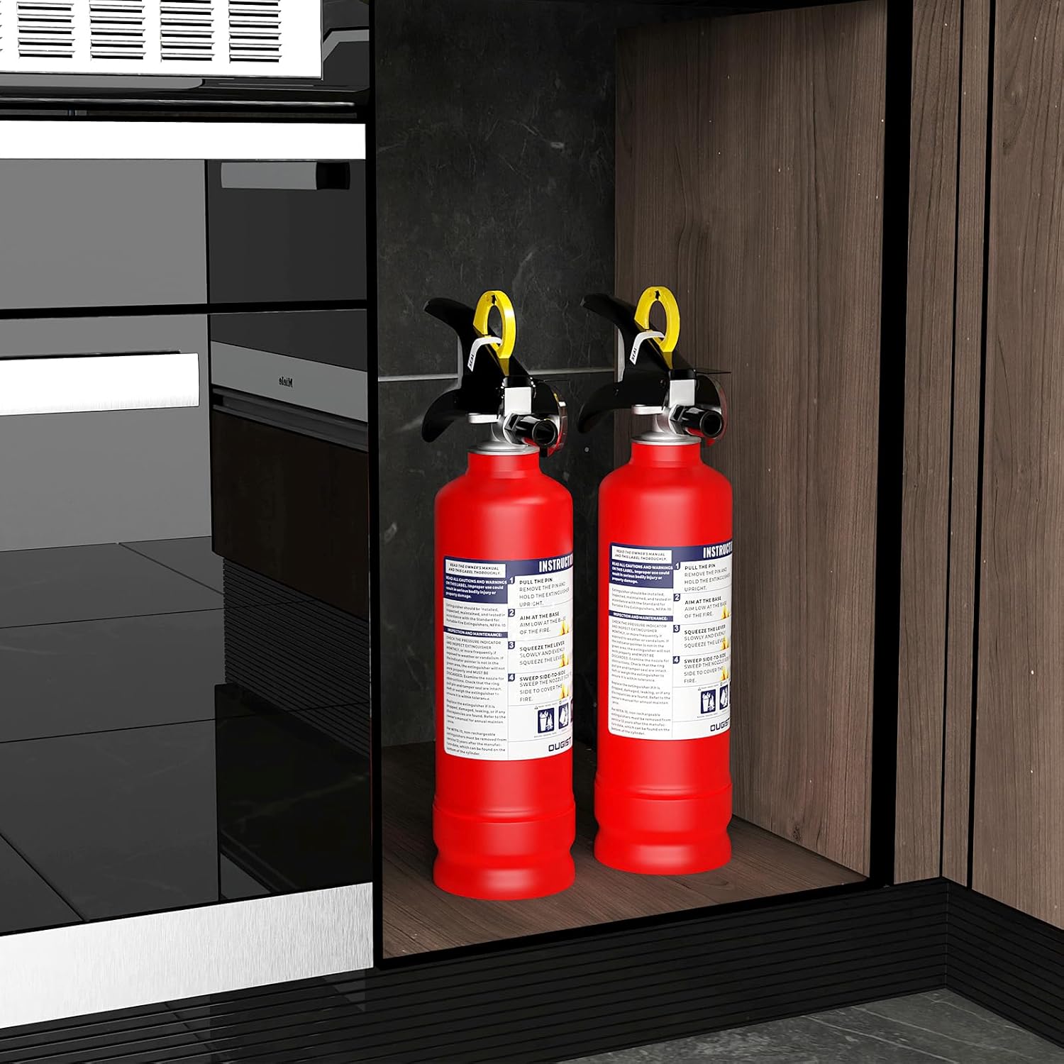 Ougist ABC Fire Extinguisher for Home & Vehicle - 2.5 lb 1-A:10-B:C Rated, Dry Chemical Fire Safety with Quick-Release Handle, Certified for Kitchen/Car/Boat Use-Model FF1KG-2Pack