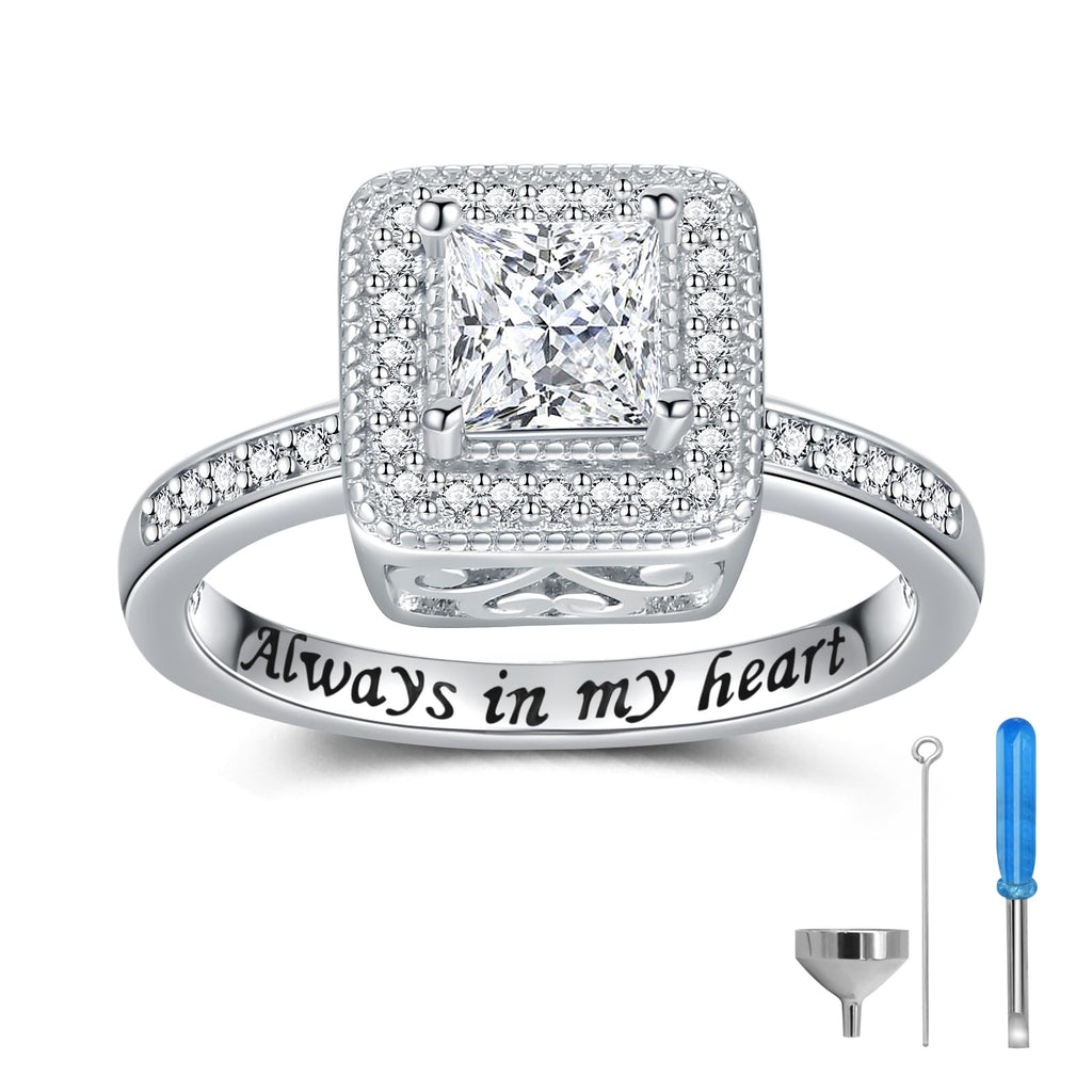 925 Sterling Silver Cremation Urn Ring for Women Memorial Ashes Keepsake Jewelry to Honor Loved Ones