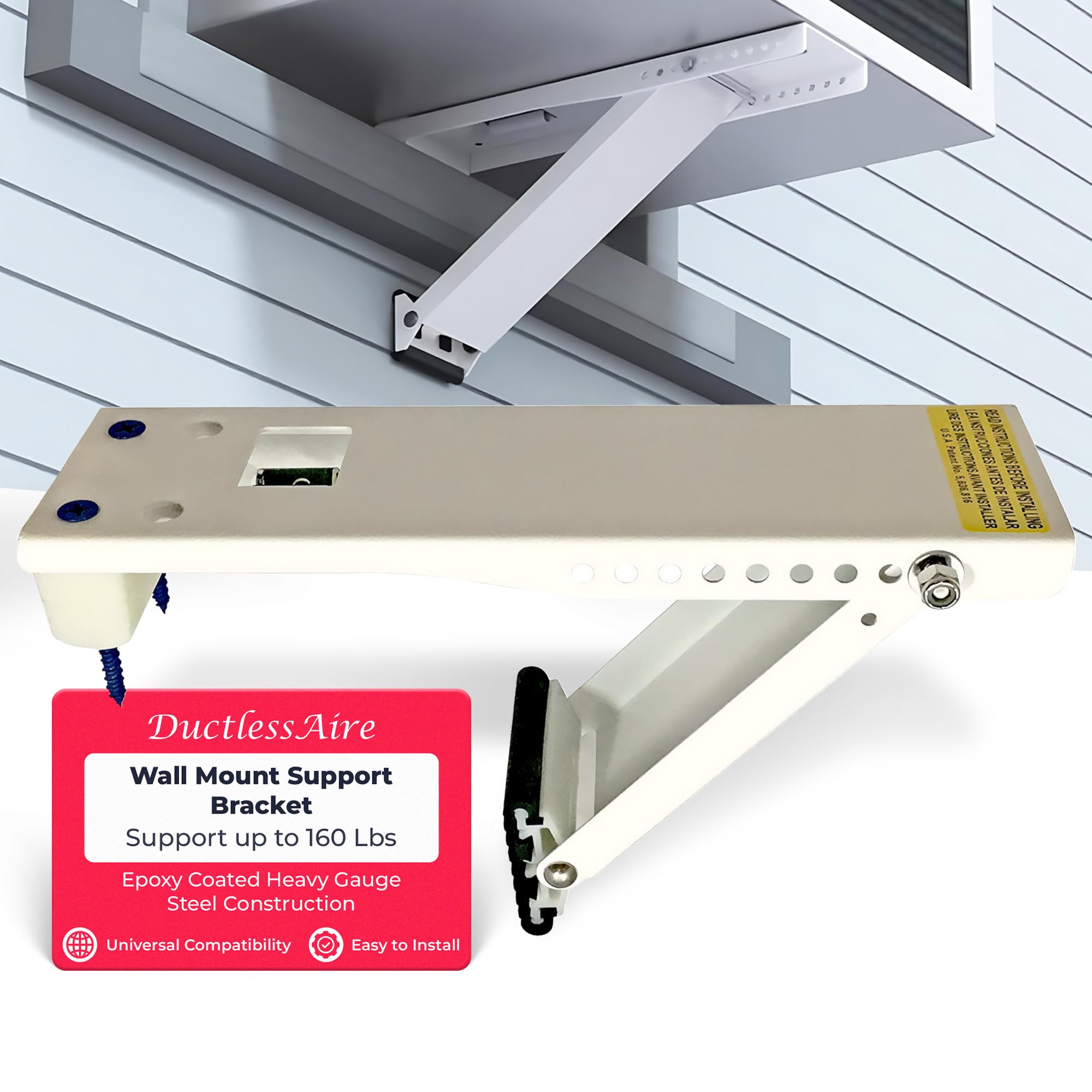 DuctlessAire Outdoor Wall Bracket - Mini Split Mounting Bracket - Ductless Air Conditioner Wall Mount - Mini Split AC/Heating System Accessories for Window AC, HVAC, Heat Pump & More (9000-36000 BTU)